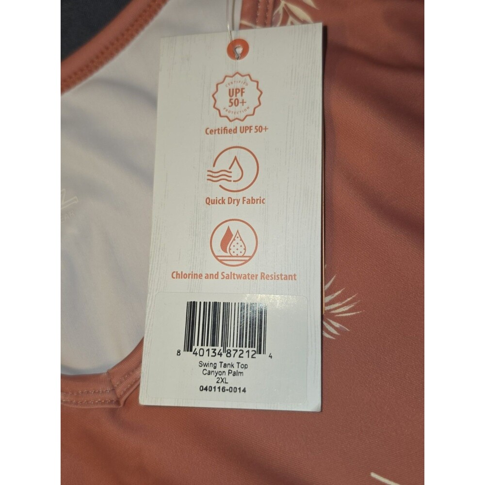 UV Skinz Swing Tank Top Womens 2X Coral UPF 50+ Sunwear Swim Lined Palm Print - Picture 6 of 9